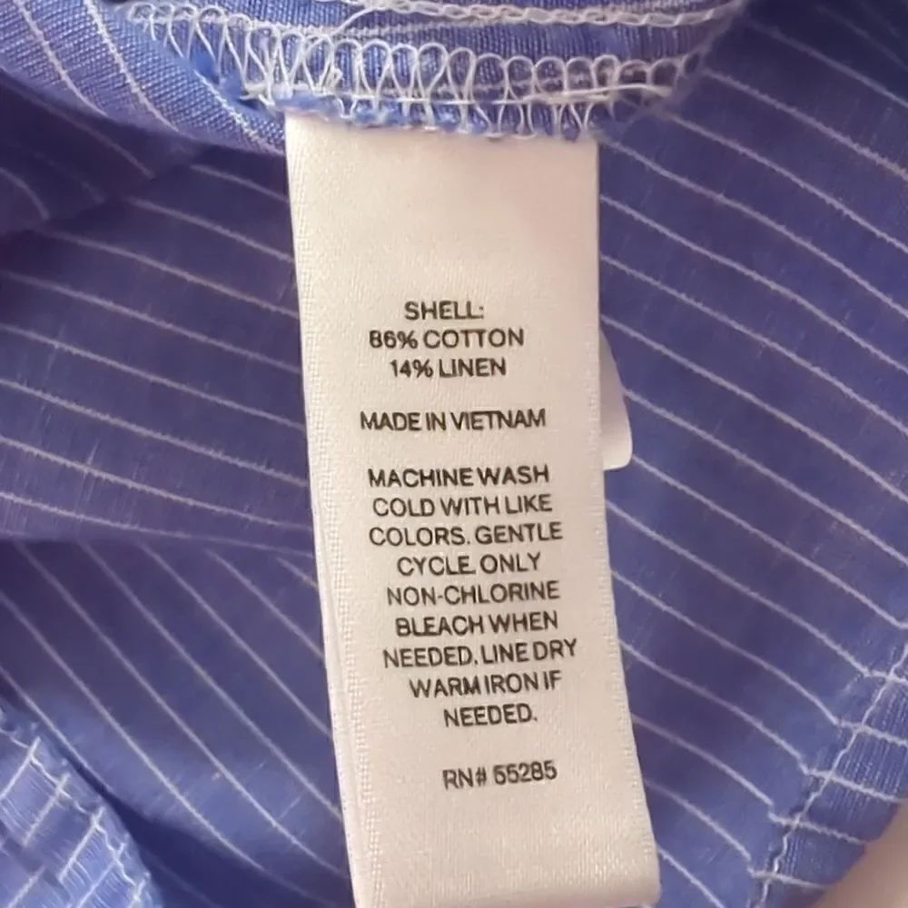 Express Blue Pin Striped Off the Shoulder Blouse - Picture 6 of 6